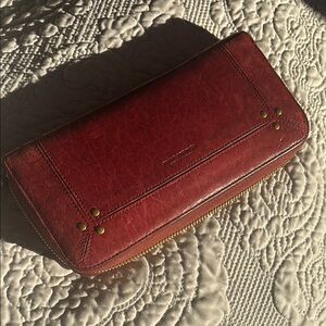 Jerome Dreyfuss leather wallet, red, gold hardware